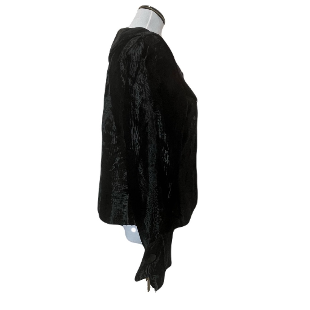 Vintage Charles Gray London Black Velvet Snake Embossed Women's Jacket SZ L - Picture 7 of 13